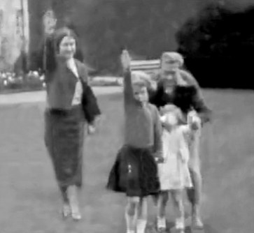 WATER MARK REMOVED BY DM ** THE SUN WORLD EXCUSIVE 18th July 2015** THE Queen and Queen Mum raise a Nazi salute in an astonishing home movie shot at Balmoral and seen today for the first time. The film shows the then Princess Elizabeth, just seven, larking about in 1933. Also in frame Princess Margaret and Prince Edward (later Edward VIII)
